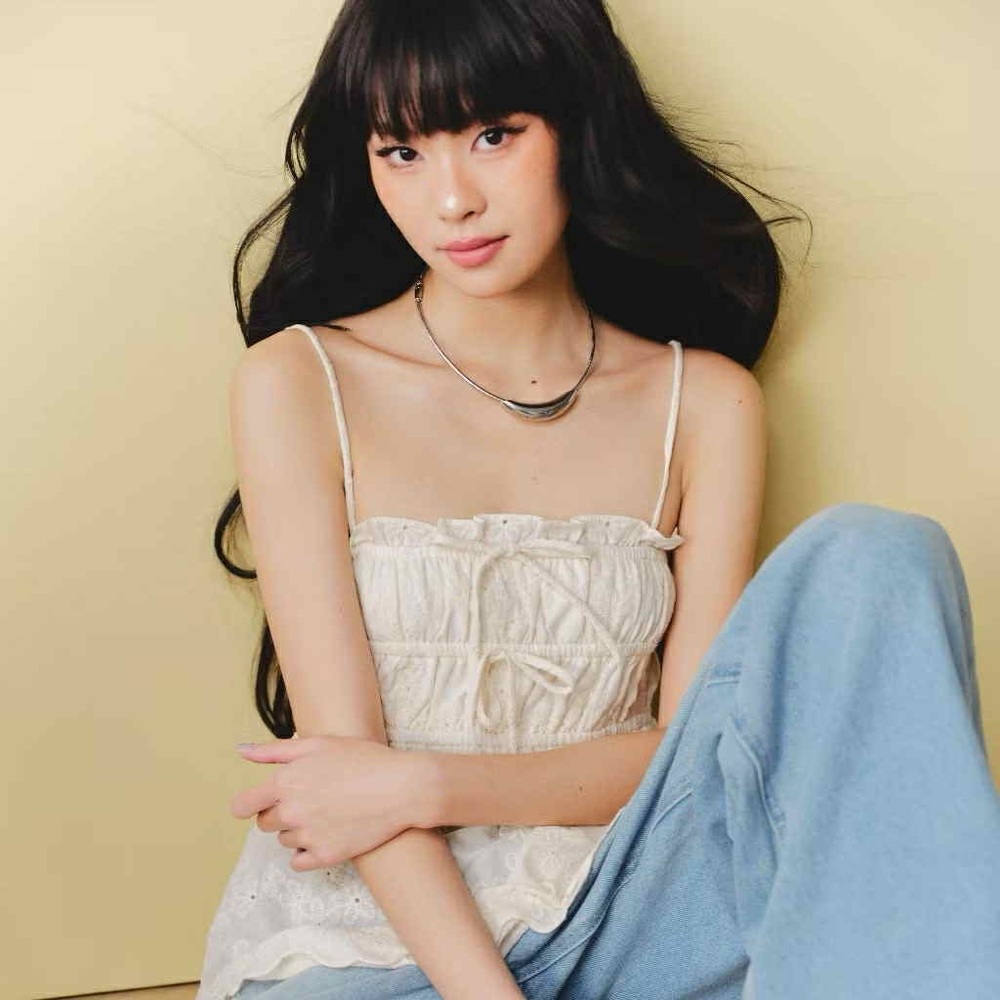 Cream Lace Eyelet Top